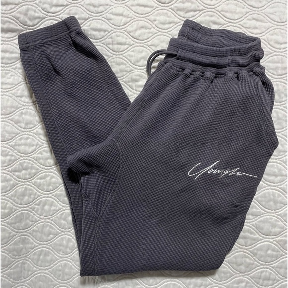YOUNGLA-waffle knit cuffed joggers - Picture 1 of 4